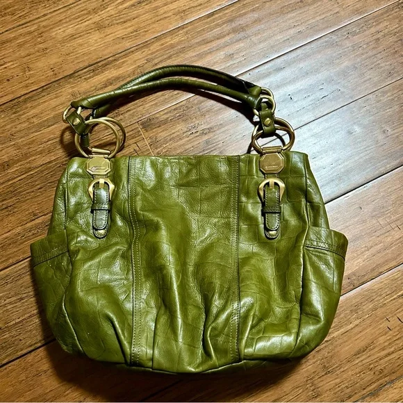 B Makowsky Olive Green Leather Hobo Bag Purse - Picture 11 of 14